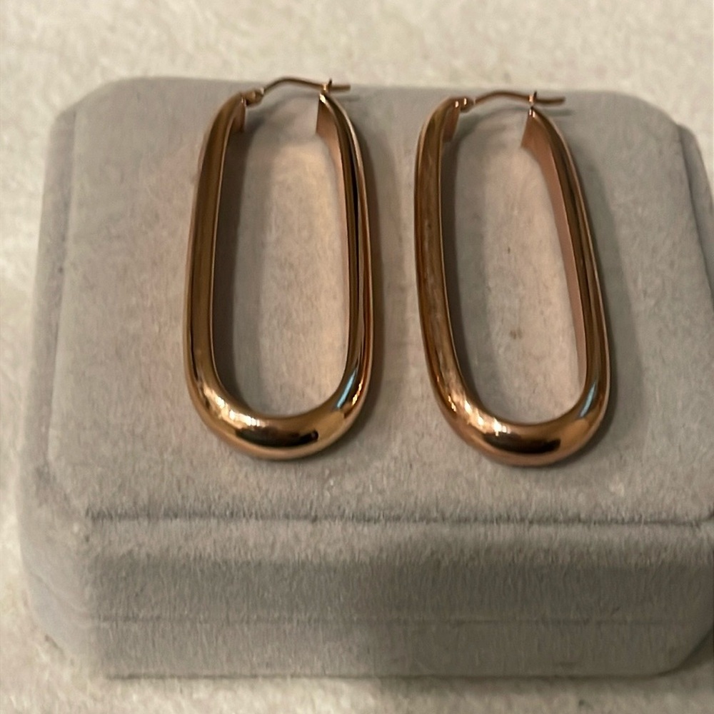 Vintage Bronze Milor Chunky Classic Hoop Earrings Made in Italy 🇮🇹 - Picture 2 of 5